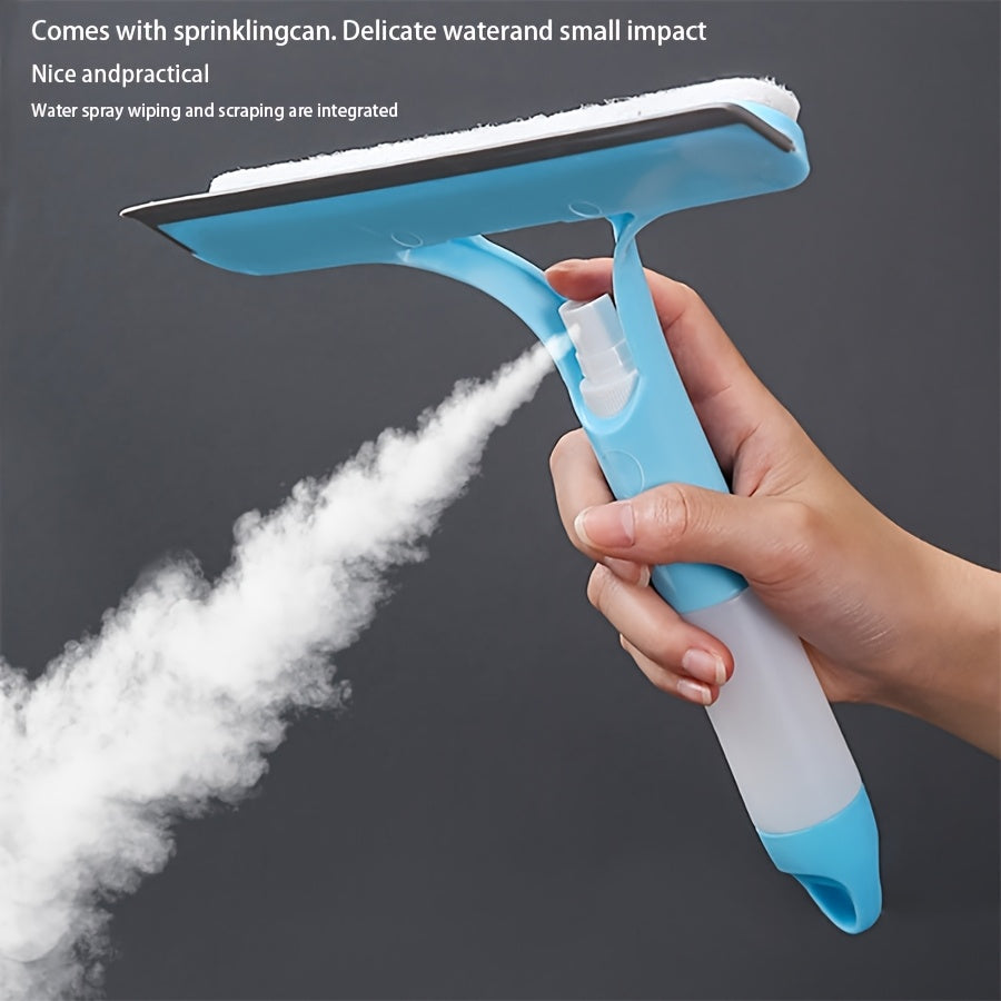 3-in-1 Spray Window Squeegee, Multifunctional Glass Wiper with Spray Bottle, Window Mirror Cleaning Tool