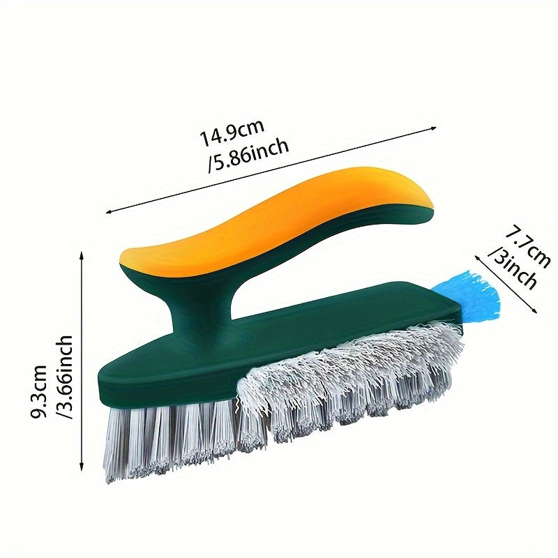 4-in-1 Multi-functional Gap Cleaning Brush, V-Shaped Bristles Grout Cleaner Brush with Mini Crevice Brush & Wiper, Handheld Scrub Brush for Bathroom Tile, Window Track, Floor Seams