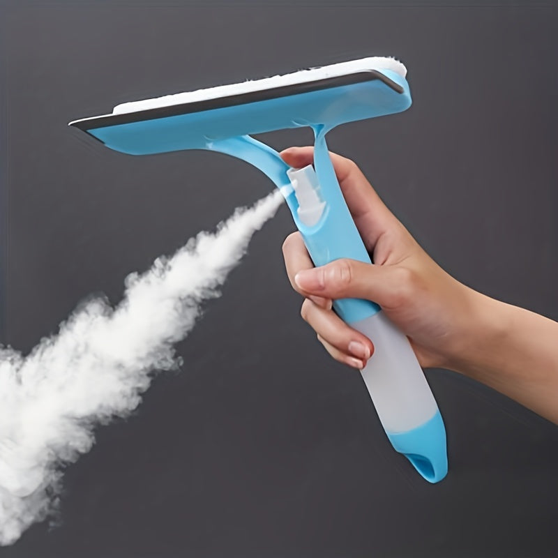 3-in-1 Spray Window Squeegee, Multifunctional Glass Wiper with Spray Bottle, Window Mirror Cleaning Tool