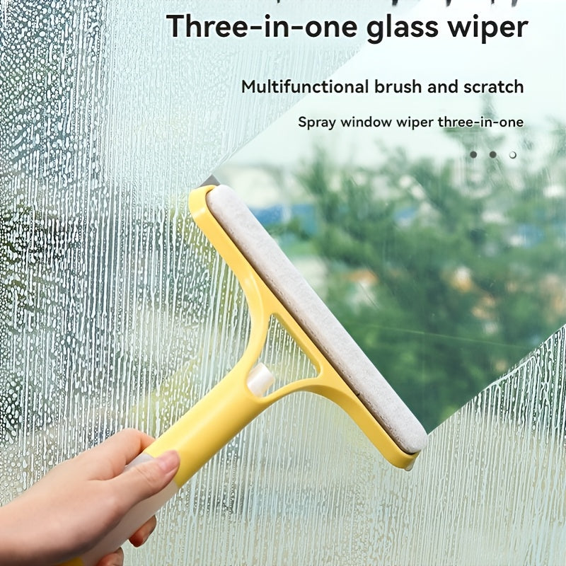 3-in-1 Spray Window Squeegee, Multifunctional Glass Wiper with Spray Bottle, Window Mirror Cleaning Tool