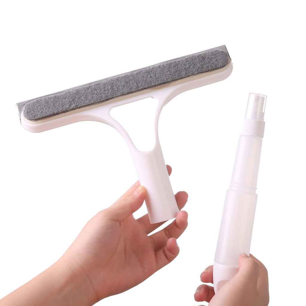 3-in-1 Spray Window Squeegee, Multifunctional Glass Wiper with Spray Bottle, Window Mirror Cleaning Tool