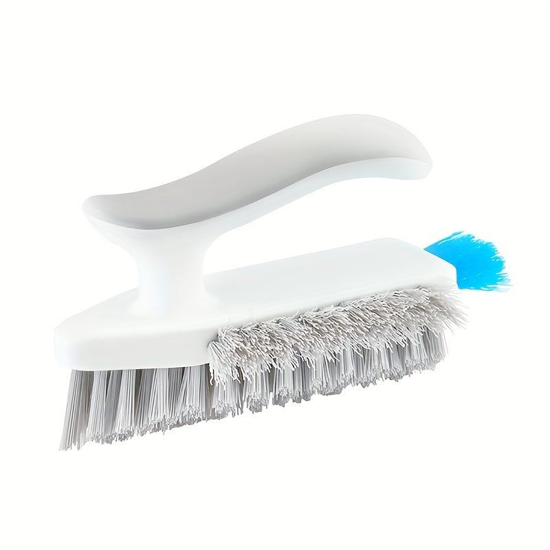 4-in-1 Multi-functional Gap Cleaning Brush, V-Shaped Bristles Grout Cleaner Brush with Mini Crevice Brush & Wiper, Handheld Scrub Brush for Bathroom Tile, Window Track, Floor Seams