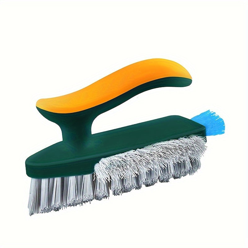 4-in-1 Multi-functional Gap Cleaning Brush, V-Shaped Bristles Grout Cleaner Brush with Mini Crevice Brush & Wiper, Handheld Scrub Brush for Bathroom Tile, Window Track, Floor Seams